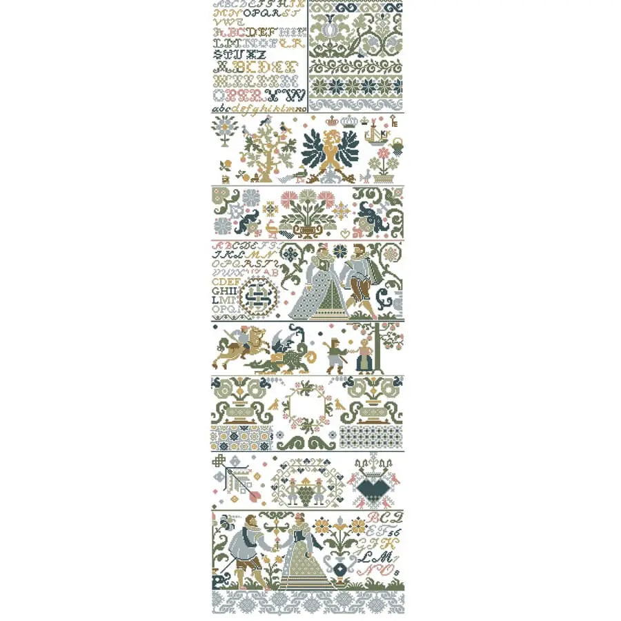 Altes Sachsisches Stickmustertuch (Saxon Embroidery Sampler) by Historische Stickmuster Historische Stickmuster