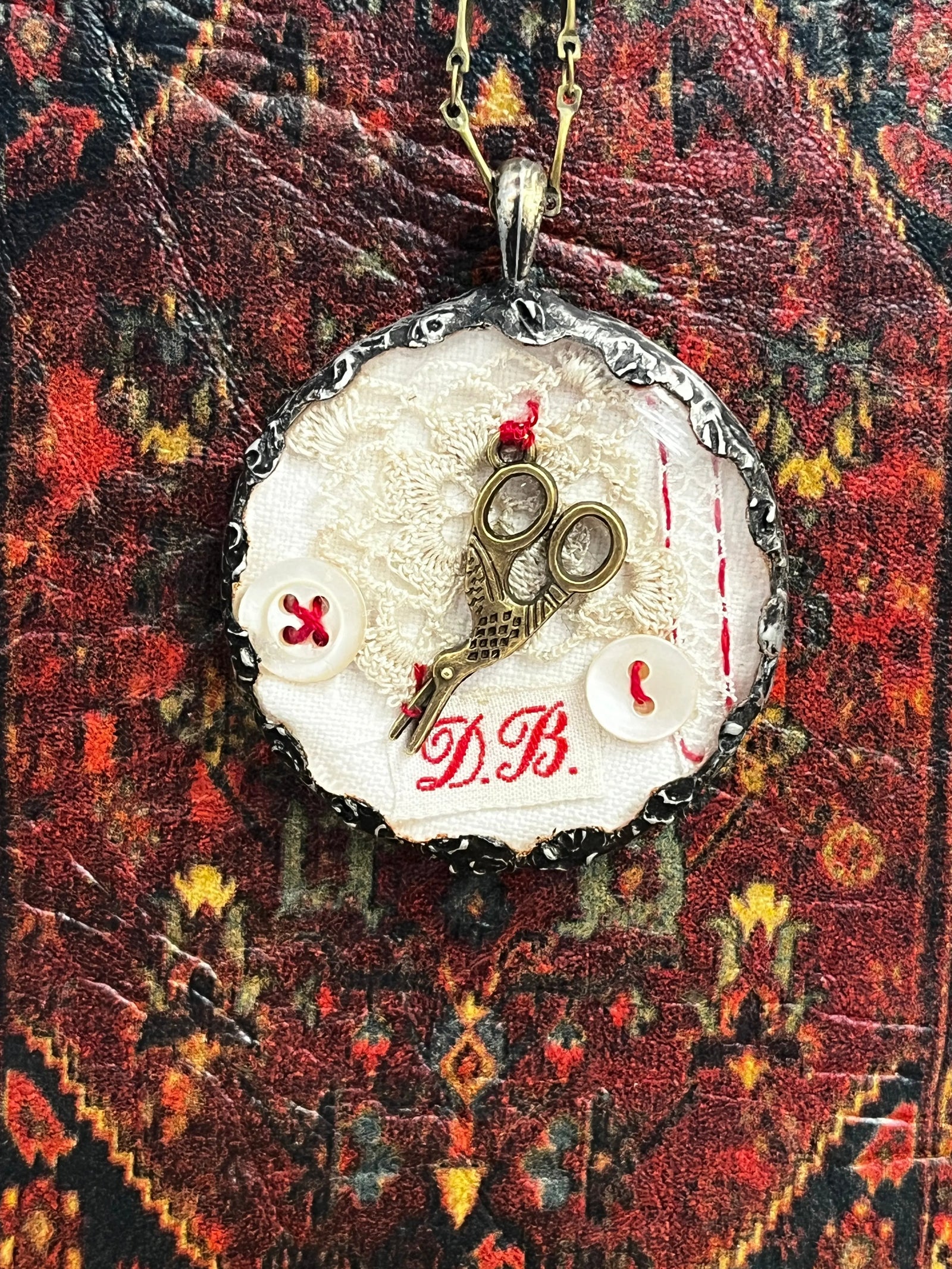 #36 Vintage Stitching Necklace by The Queen Bee Handmade The Queen Bee Handmade