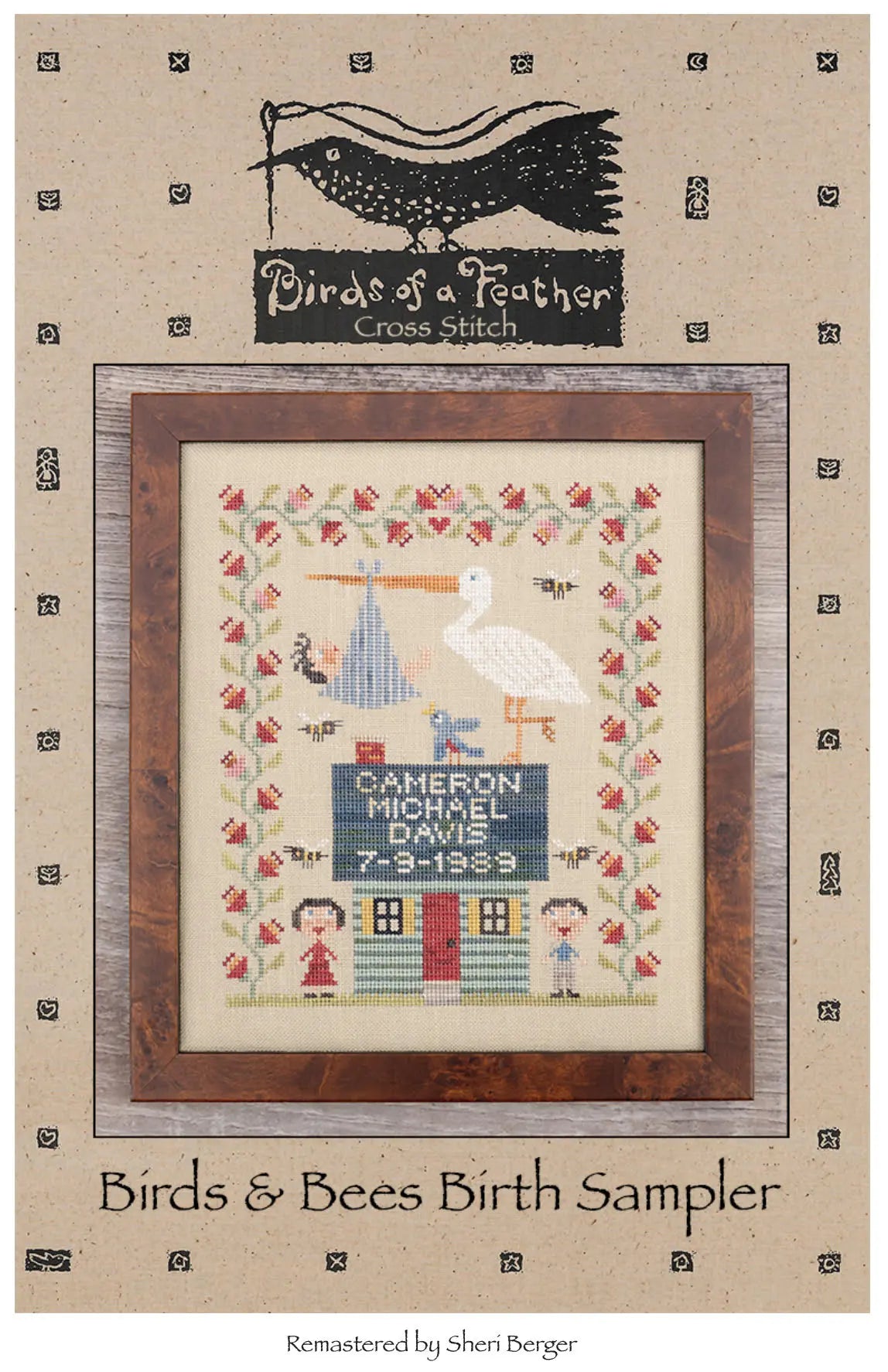Birds & Bees Birth Sampler by Birds of a Feather Birds of a Feather