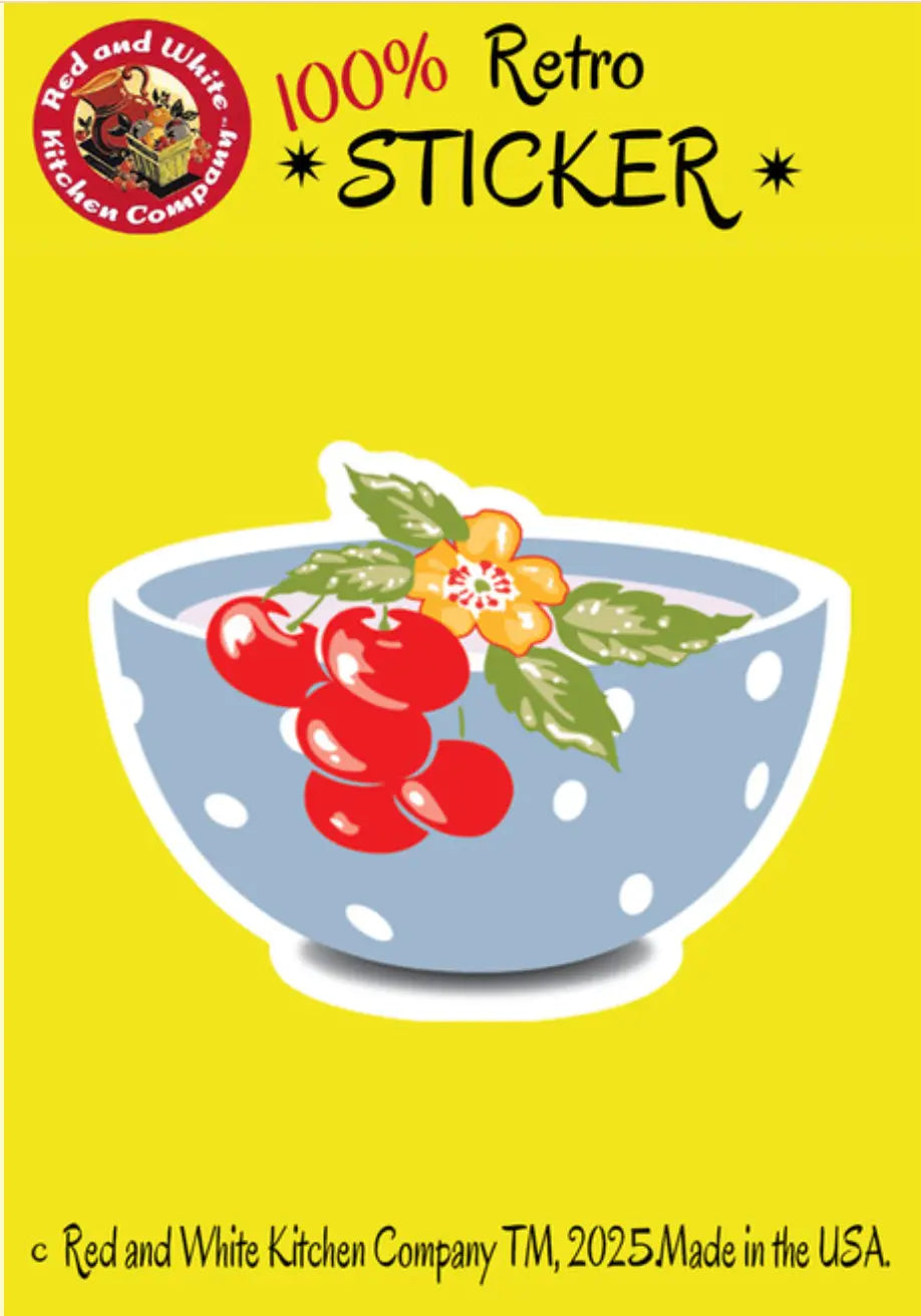 Bowl of Cherries Retro Sticker Red and White Kitchen Company
