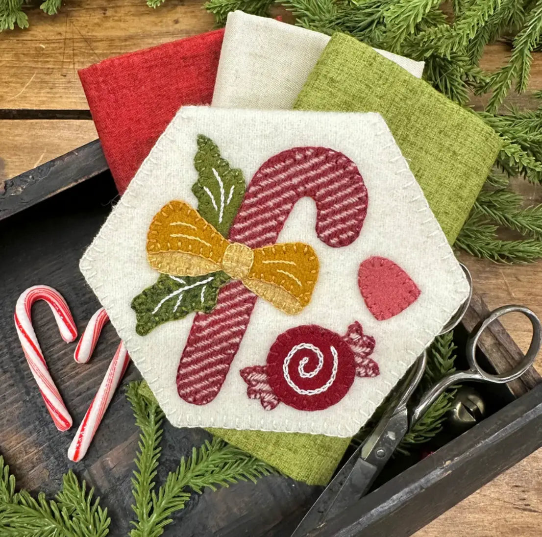 Candy Cane Needlekeep Wool Applique by Buttermilk Basin Buttermilk Basin