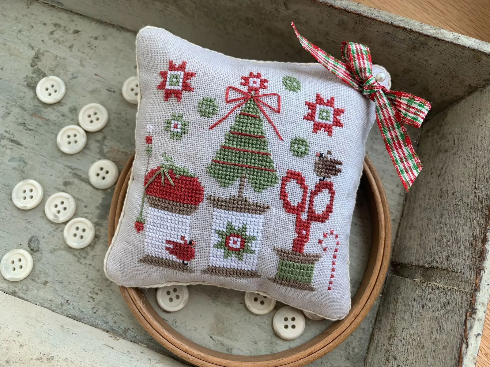 Christmas Spools Pinkeep by Stitches by Ethel (Pre-order) Stitches by Ethel