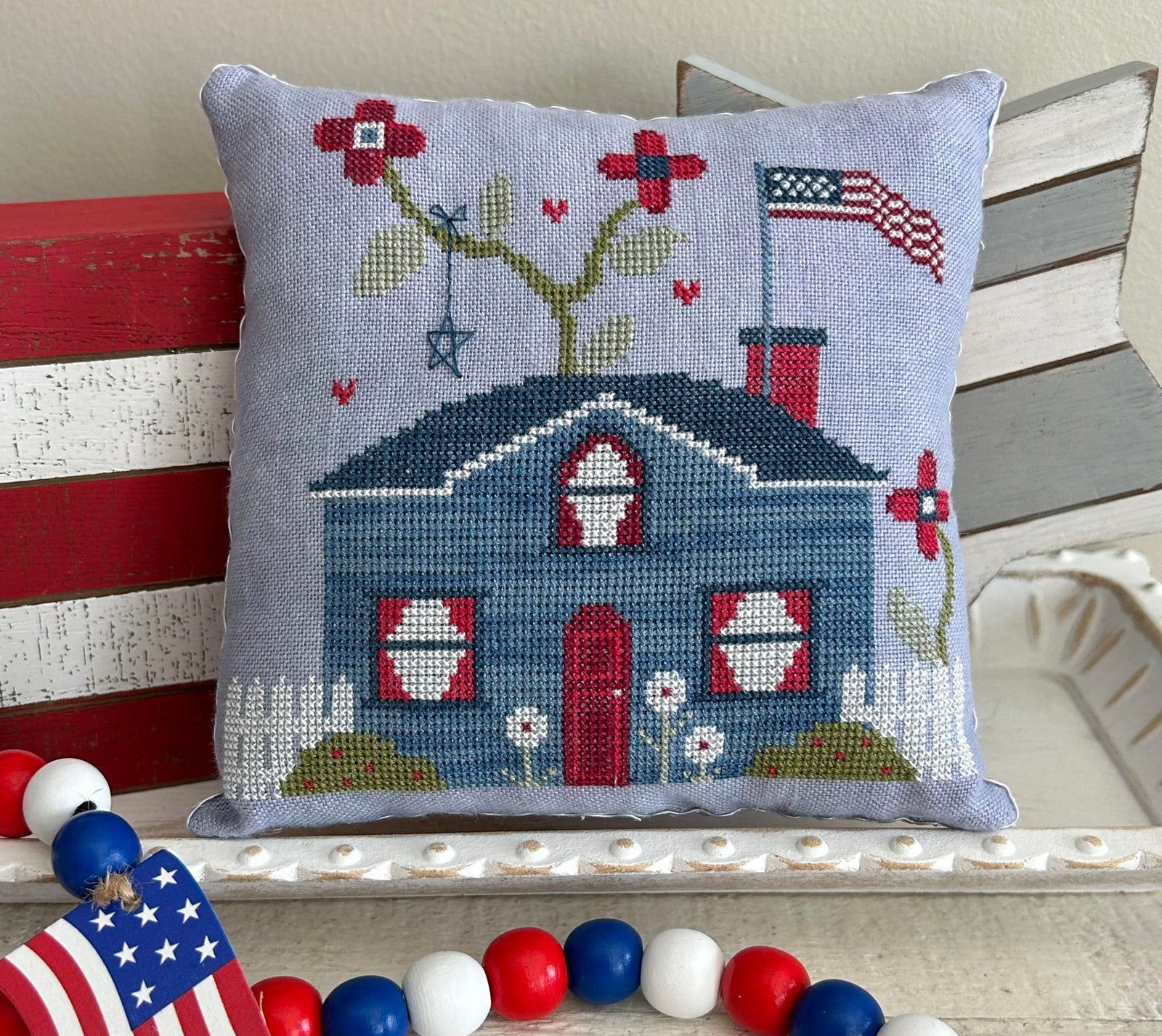 Patriotic House 2 by Emily Call Stitching