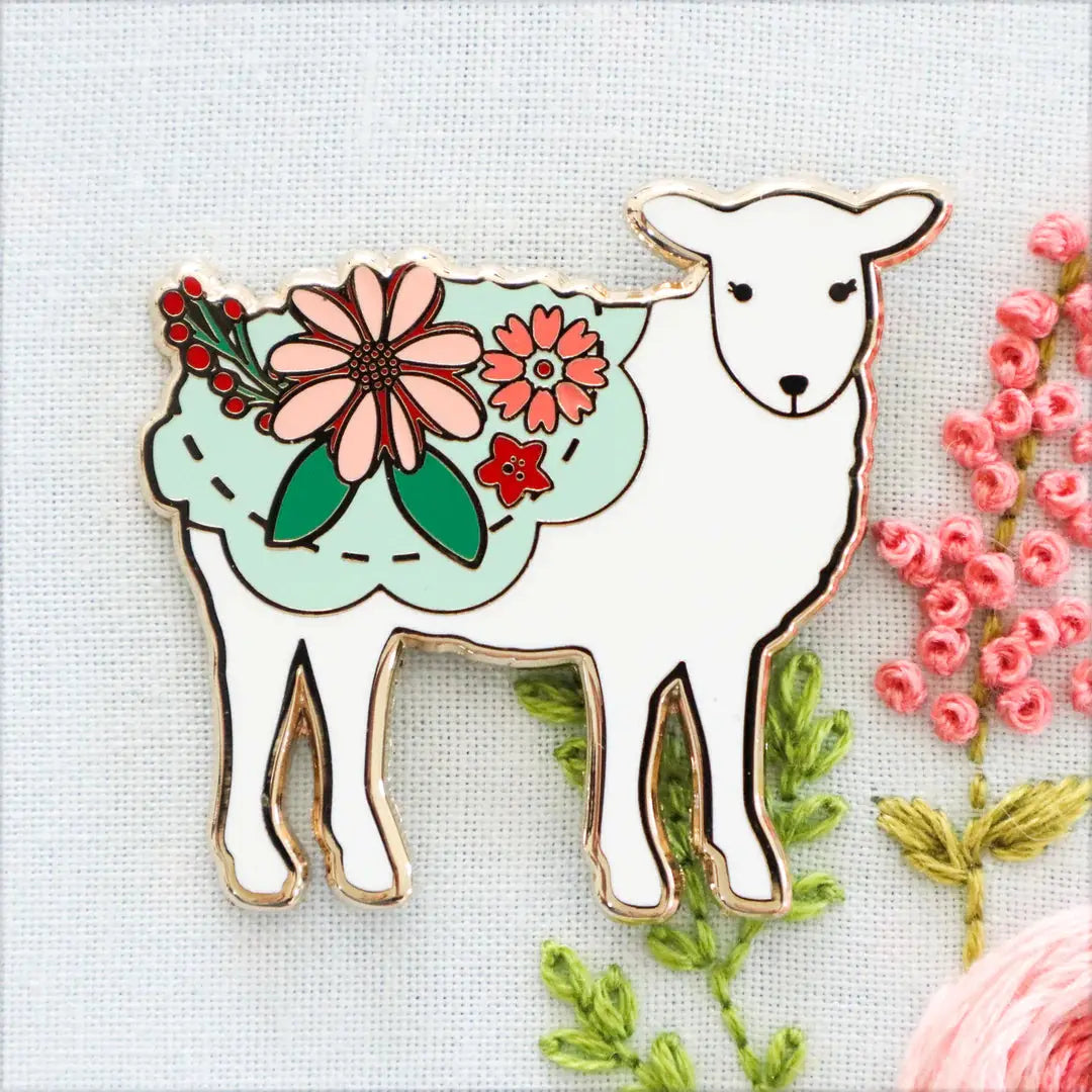 Farmhouse Floral Sheep Needle Minder by Flamingo Toes Flamingo Toes