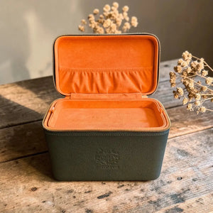 Green Double Tray Needlework Sewing Case by WinterBury WinterBury
