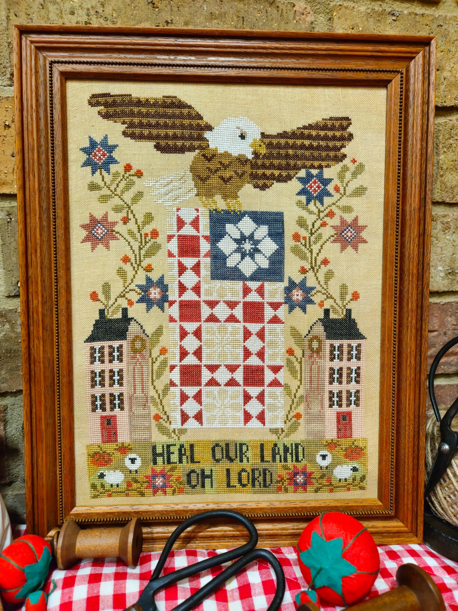 Heal Our Land Eagle Sampler by Quaint Rose Needlearts Quaint Rose Needlearts