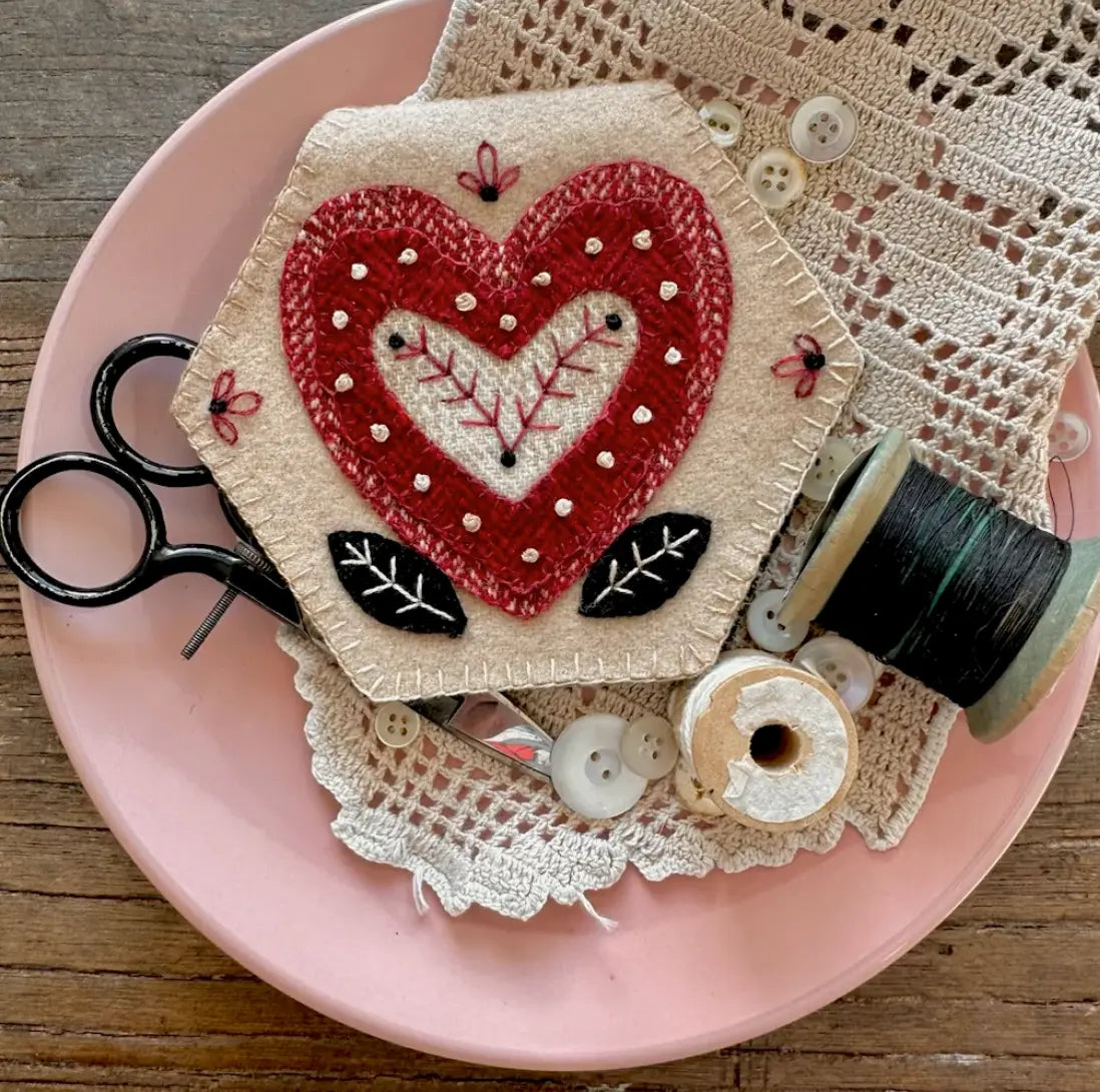 Heart Hexi Needlekeep Wool Applique by Buttermilk Basin Buttermilk Basin