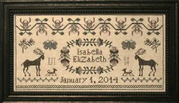 Honeysuckle Birth Sampler by La D Da La D Da