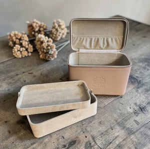 Khaki Leather Double Tray Needlework Sewing Case by WinterBury WinterBury