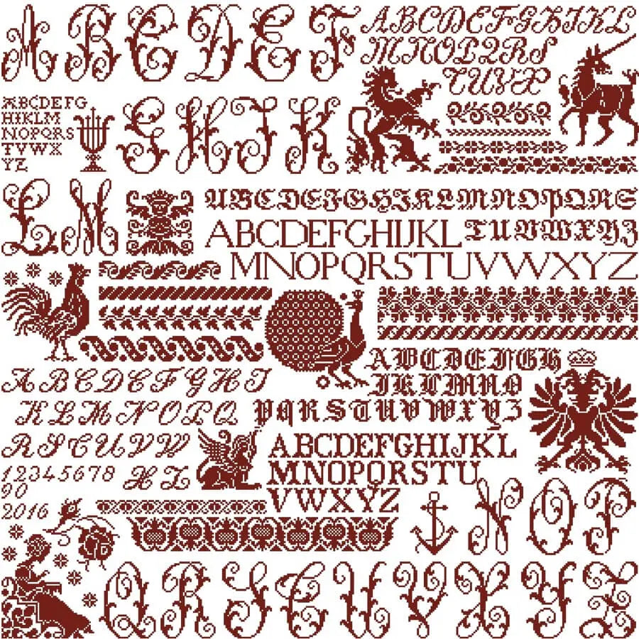 Klassich Rot 1 (Classic Red 1) by Historische Stickmuster Historische Stickmuster