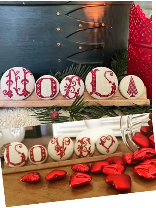 Noel/Love Buttons by Running With Needles & Scissors Running with Needles & Scissors