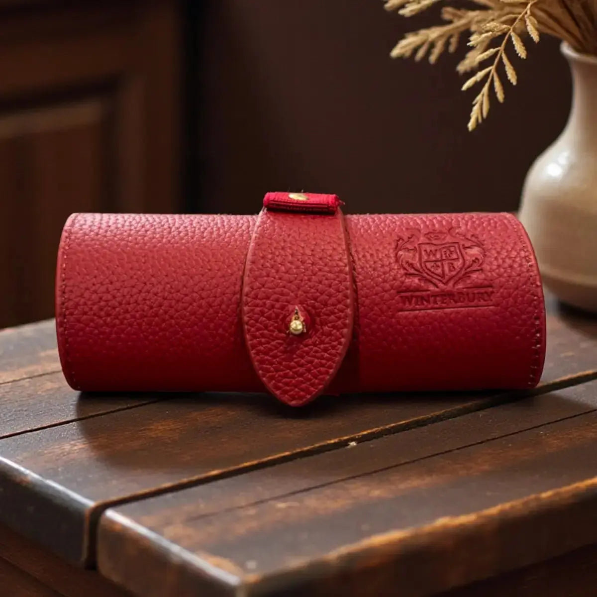 Maroon Leather Scissor/Accessories Case WinterBury