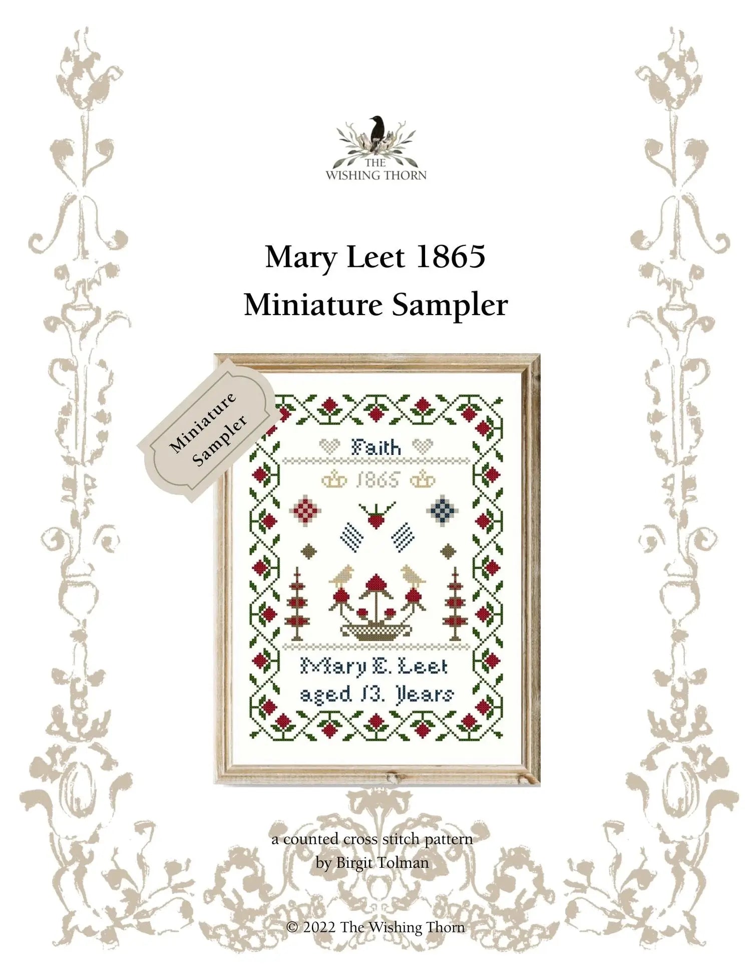 Mary Leet 1865 Miniature Sampler by The Wishing Thorn The Wishing Thorn
