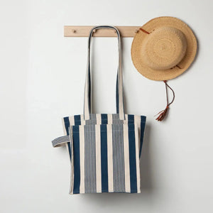 Navy Strip Canvas Tote Danica
