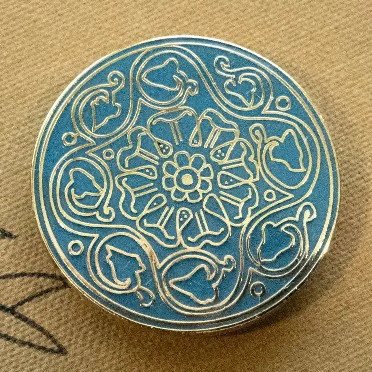Needle Minder - Blue Arcadian Rose Round by Avlea Avlea Folk Embroidery