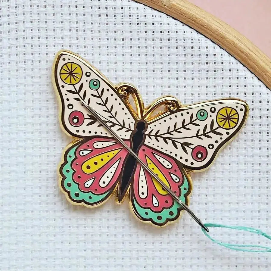 Needle Minder - Butterfly Caterpillar Cross Stitch