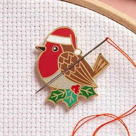 Needle Minder - Christmas Robin Caterpillar Cross Stitch