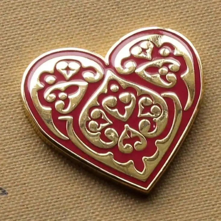 Needle Minder - Red Byzantine Rose Heart by Avlea Avlea Folk Embroidery