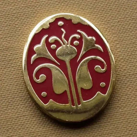 Needle Minder - Red Rhodora Oval by Avlea Avlea Folk Embroidery