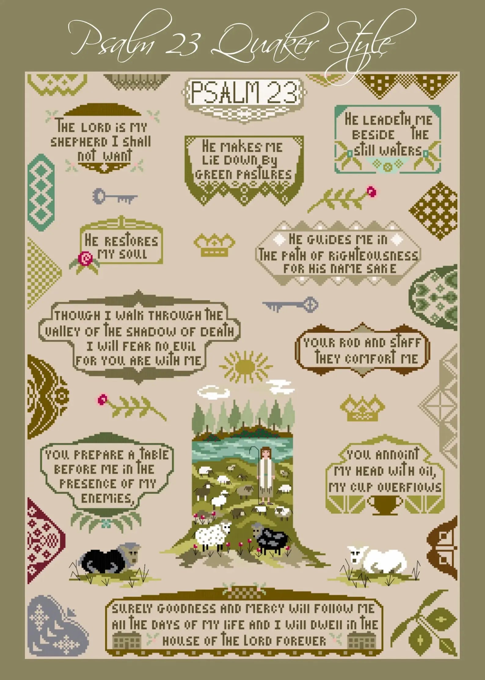 Psalm 23 Quaker Style by By the Bay Needleart By the Bay Needleart