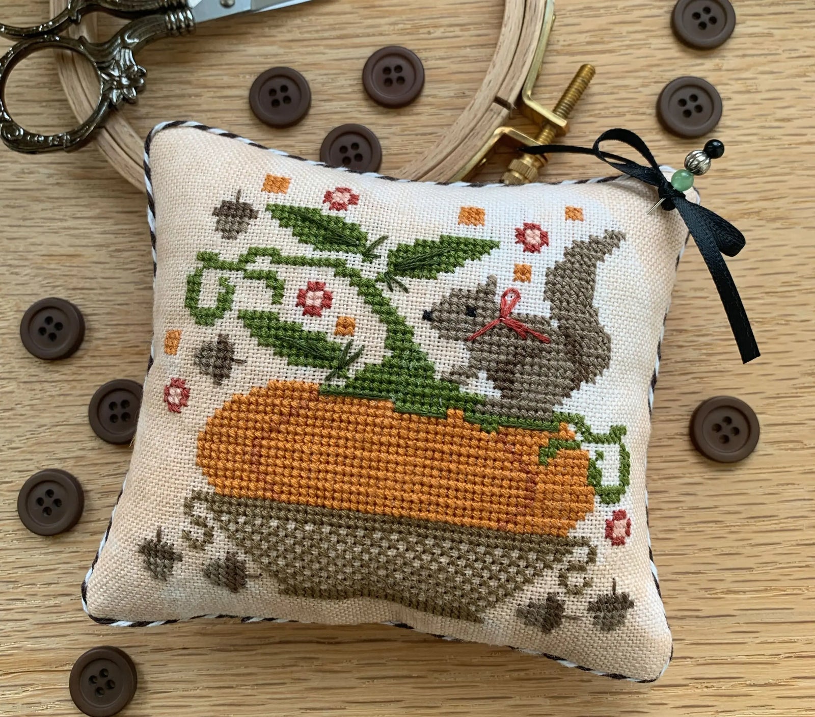 Pumpkin Basket Pinkeep by Stitches by Ethel (Pre-order) Stitches by Ethel
