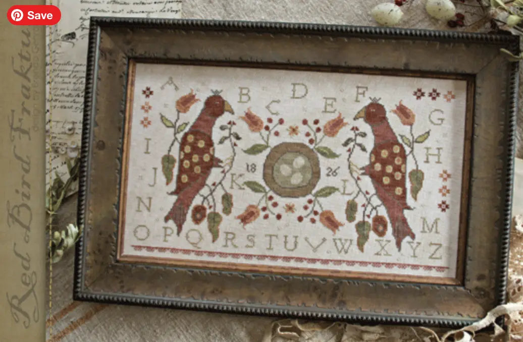 Red Bird Fraktur by With Thy Needle & Thread With Thy Needle & Thread