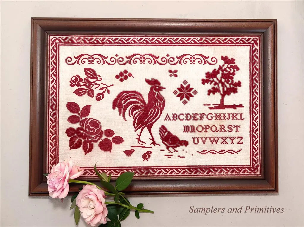 Red Rooster Sampler by Samplers and Primitives - Colorado Cross Stitcher