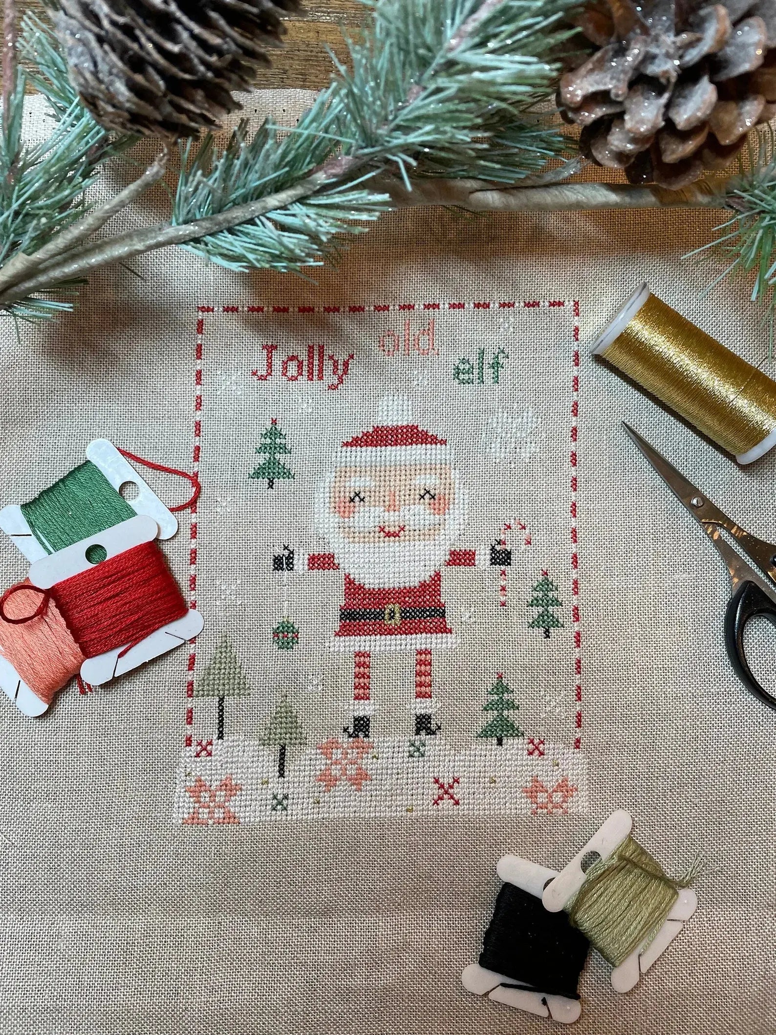 Santa, Jolly Old Elf by Emily Call Stitching Emily Call Stitching