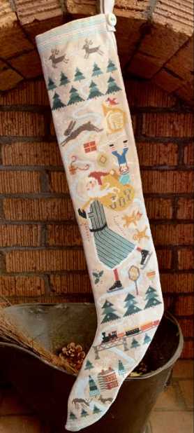 Skating Santa Stocking by Carriage House Samplings (pre-order) Carriage House Samplings