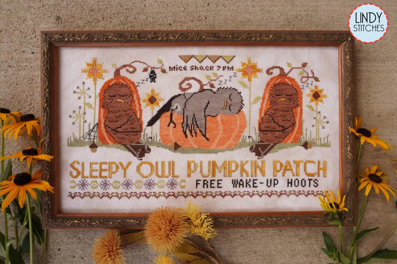 Sleepy Owl Pumpkin Patch by Lindy Stitches (pre-order) Lindy Stitches