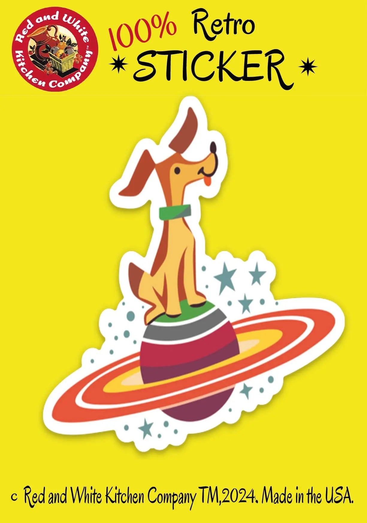 Space Dog Retro Sticker by Red and White Kitchen Company Red and White Kitchen Company