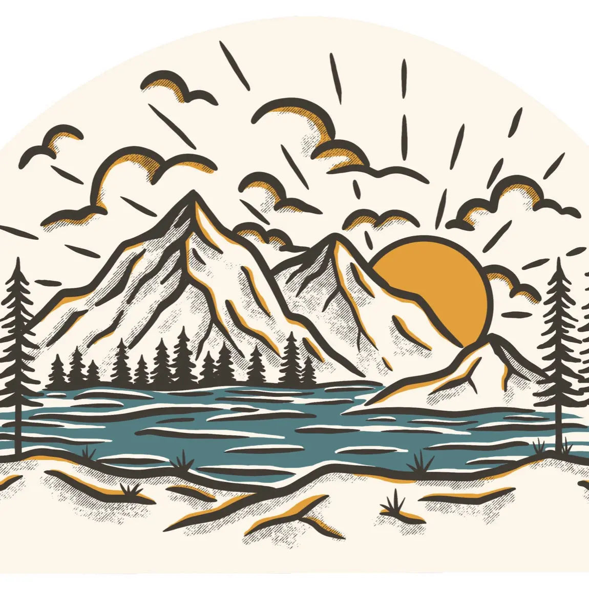 Sticker - Mountain Sunrise Sticker Art