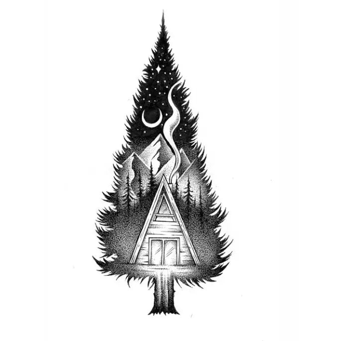 Sticker - Pine Tree Cabin Sticker Art
