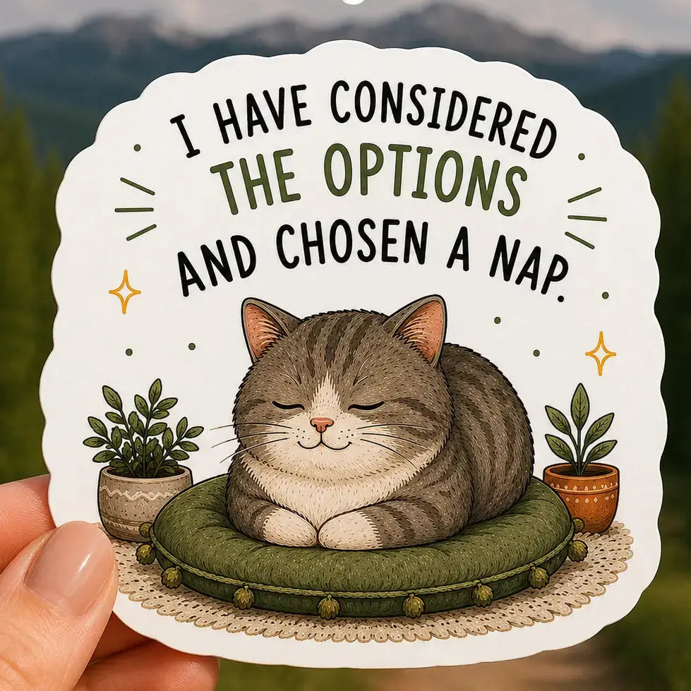 Sticker - Cat, I Have Considered the Options Mildly Overwhelmed