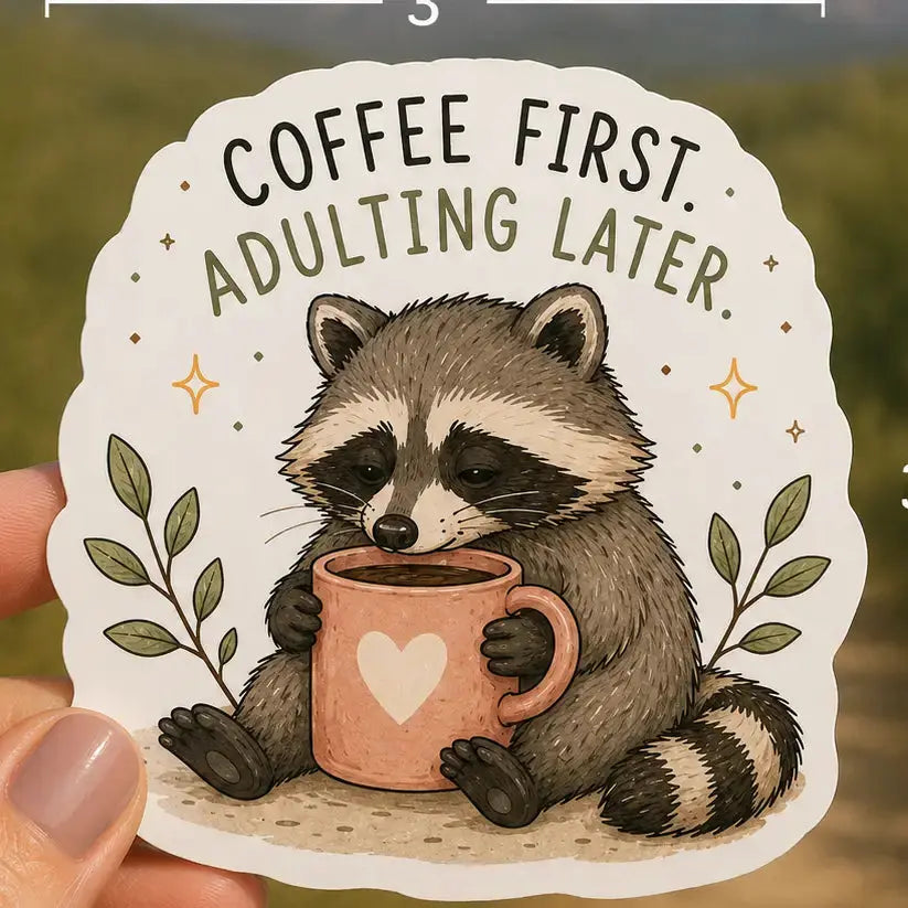 Sticker - Coffee First Adulting Later Mildly Overwhelmed