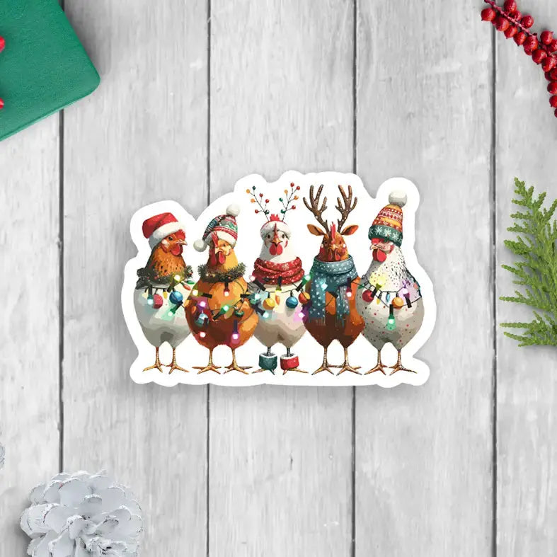 Sticker - Holiday Chickens Expression Design