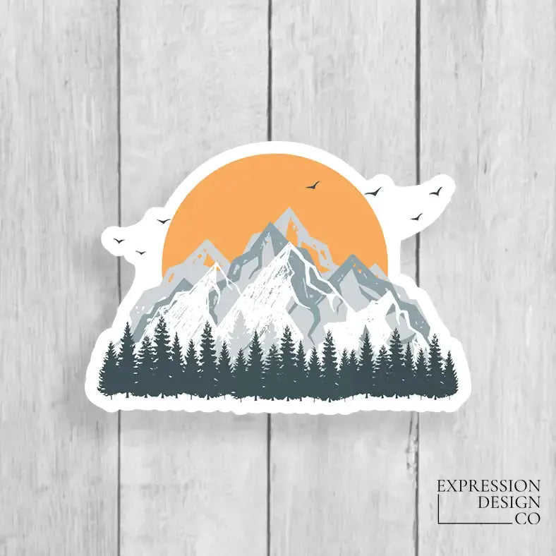 Sticker - Mountains, Birds and Sunset Expression Design