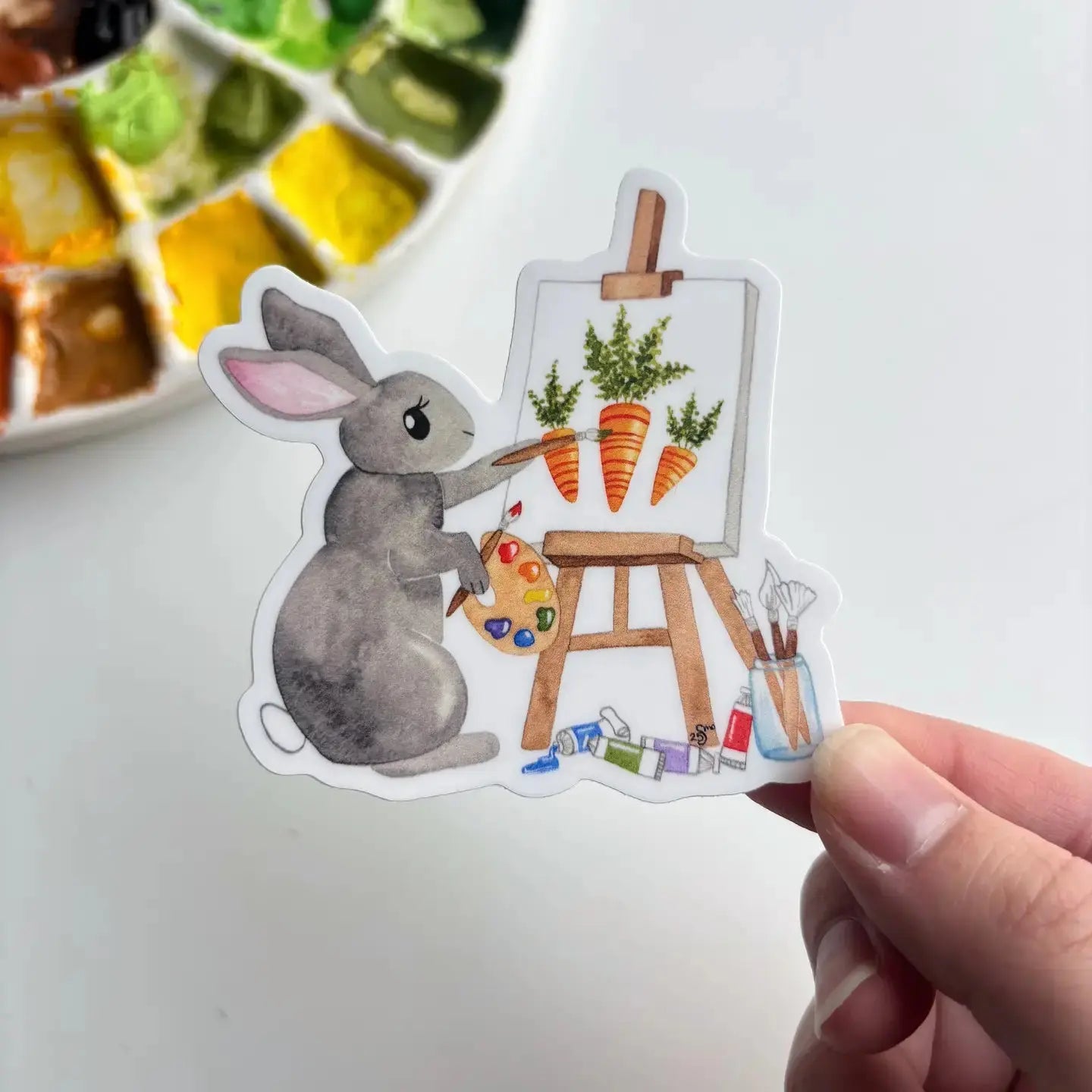 Sticker - Painter Rabbit Owlfeathers Watercolor
