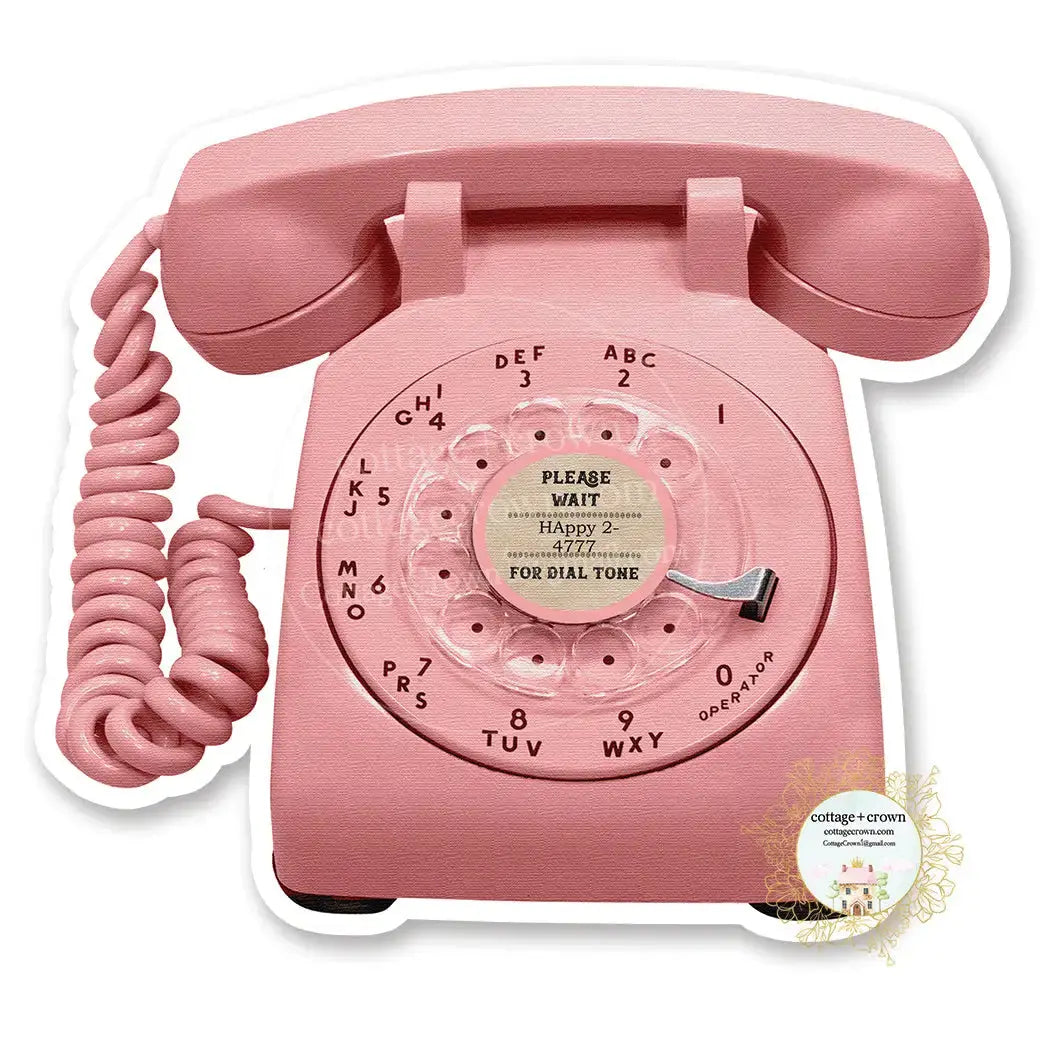 Sticker - Retro Pink Phone Cottage + Crown