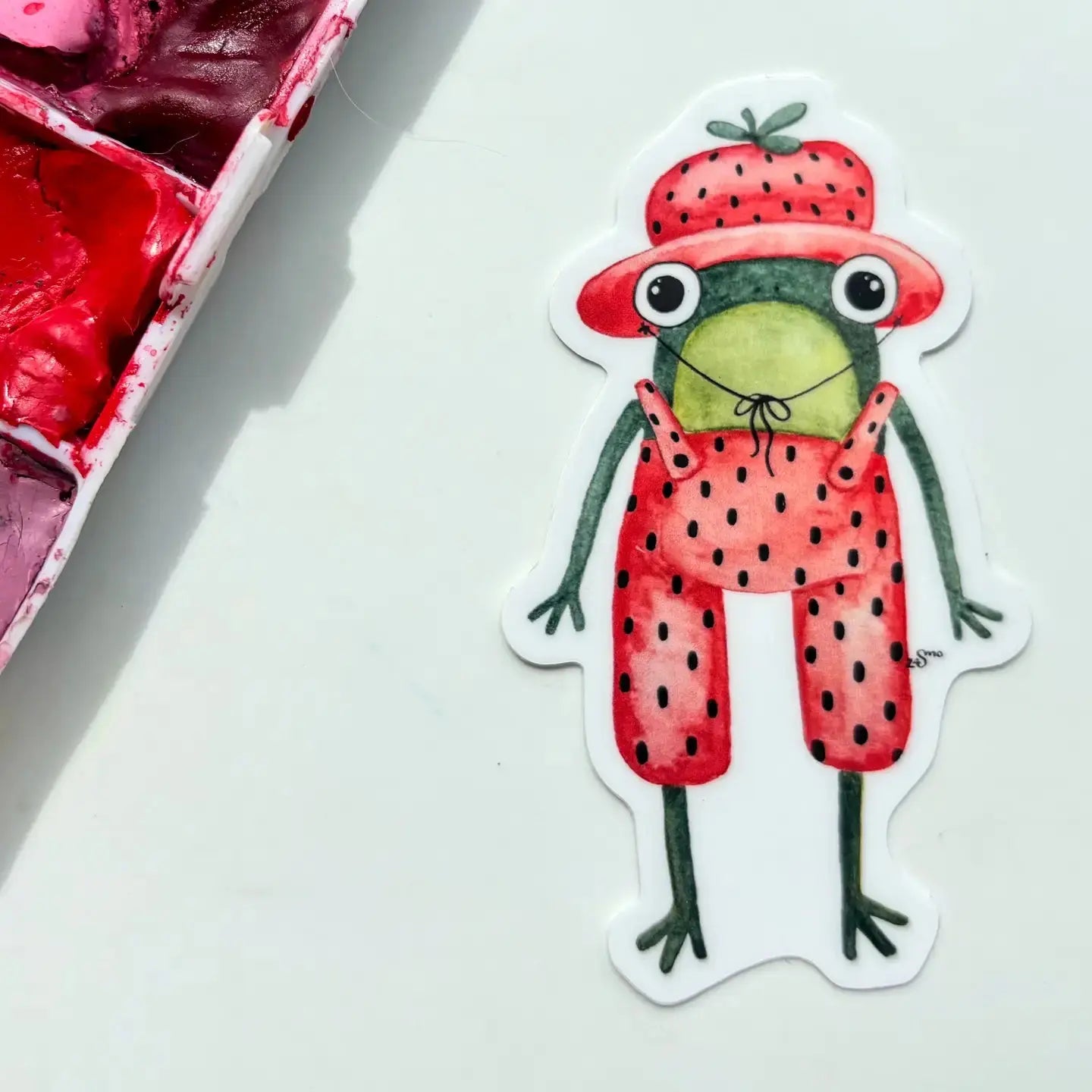 Sticker - Strawberry Frog Owlfeathers Watercolor