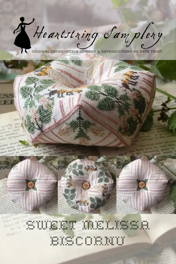 Sweet Melissa Biscornu by Heartstring Samplery (Pre-order) Heartstring Samplery