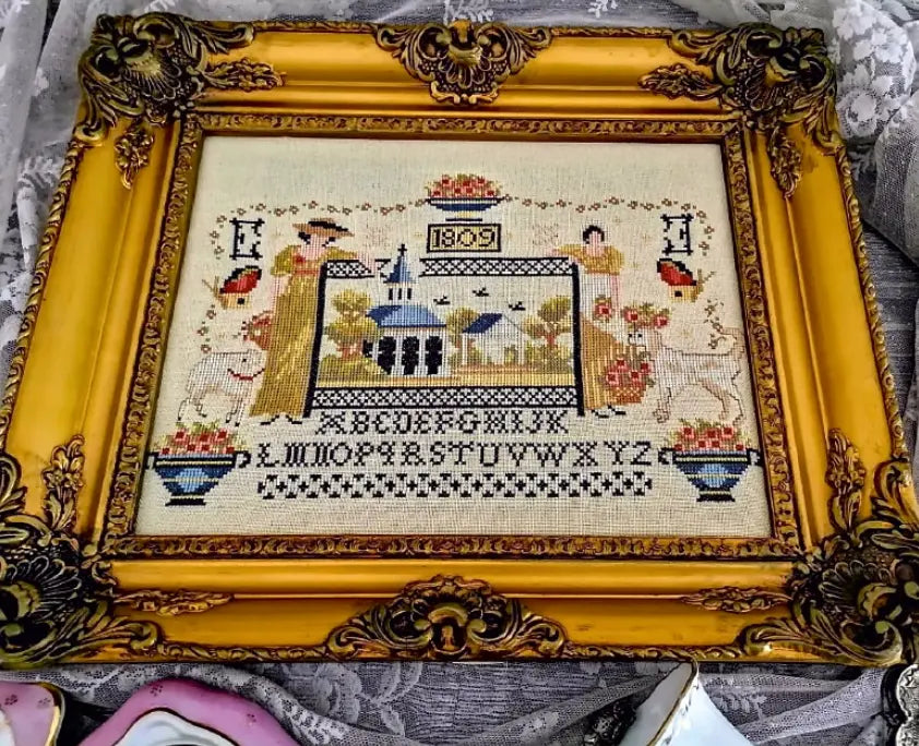 Two sisters 1809 Sampler by Twin Peak Primitives (pre-order) Twin Peak Primitives