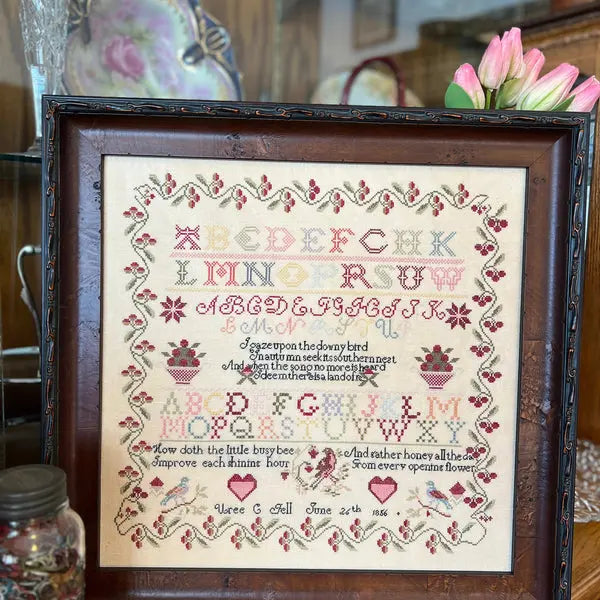 Uree C. Fell 1856 by Red Barn Samplers Red Barn Samplers