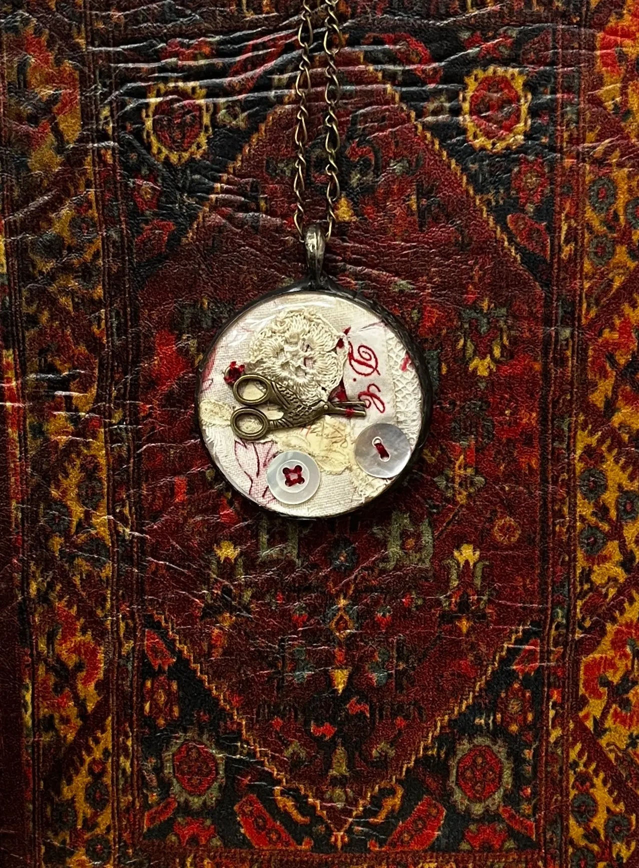 Vintage Stitching Necklace (D Bronze) by The Queen Bee Handmade The Queen Bee Handmade