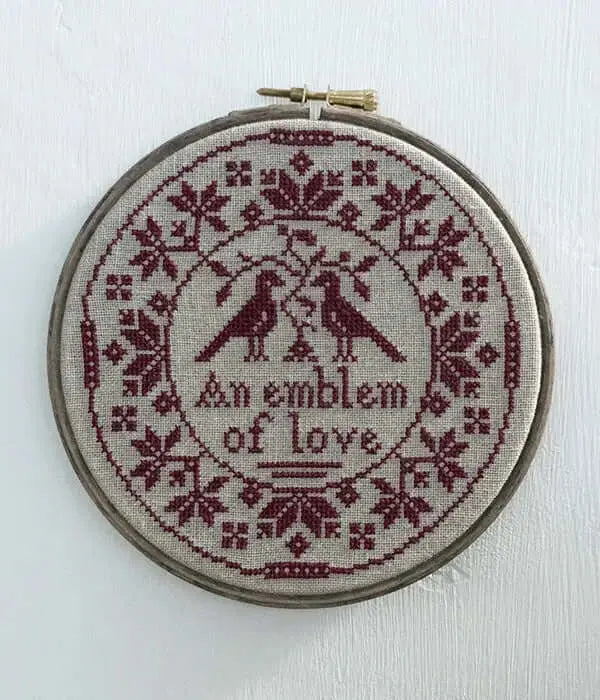 An Emblem of Love Quaker Cross Stitch Hoop by Modern Folk Embroidery Modern Folk Embroidery