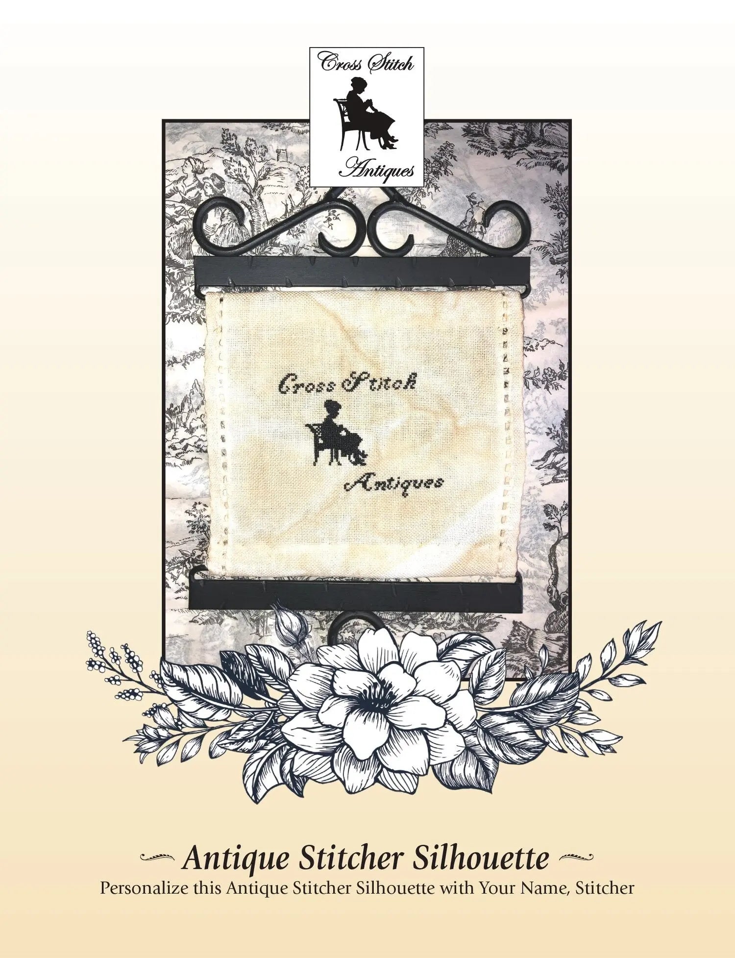 Antique Stitcher Silhouette by Cross Stitch Antiques Designer, Theme, Patterns, Cross Stitch Antiques, New, Samplers