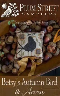 Betsy's Autumn Bird & Acorn by Plum Street Sampler Plum Street Samplers