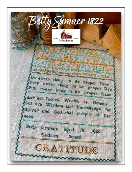 Betty Sumner 1822 by Red Barn Samplers Red Barn Samplers