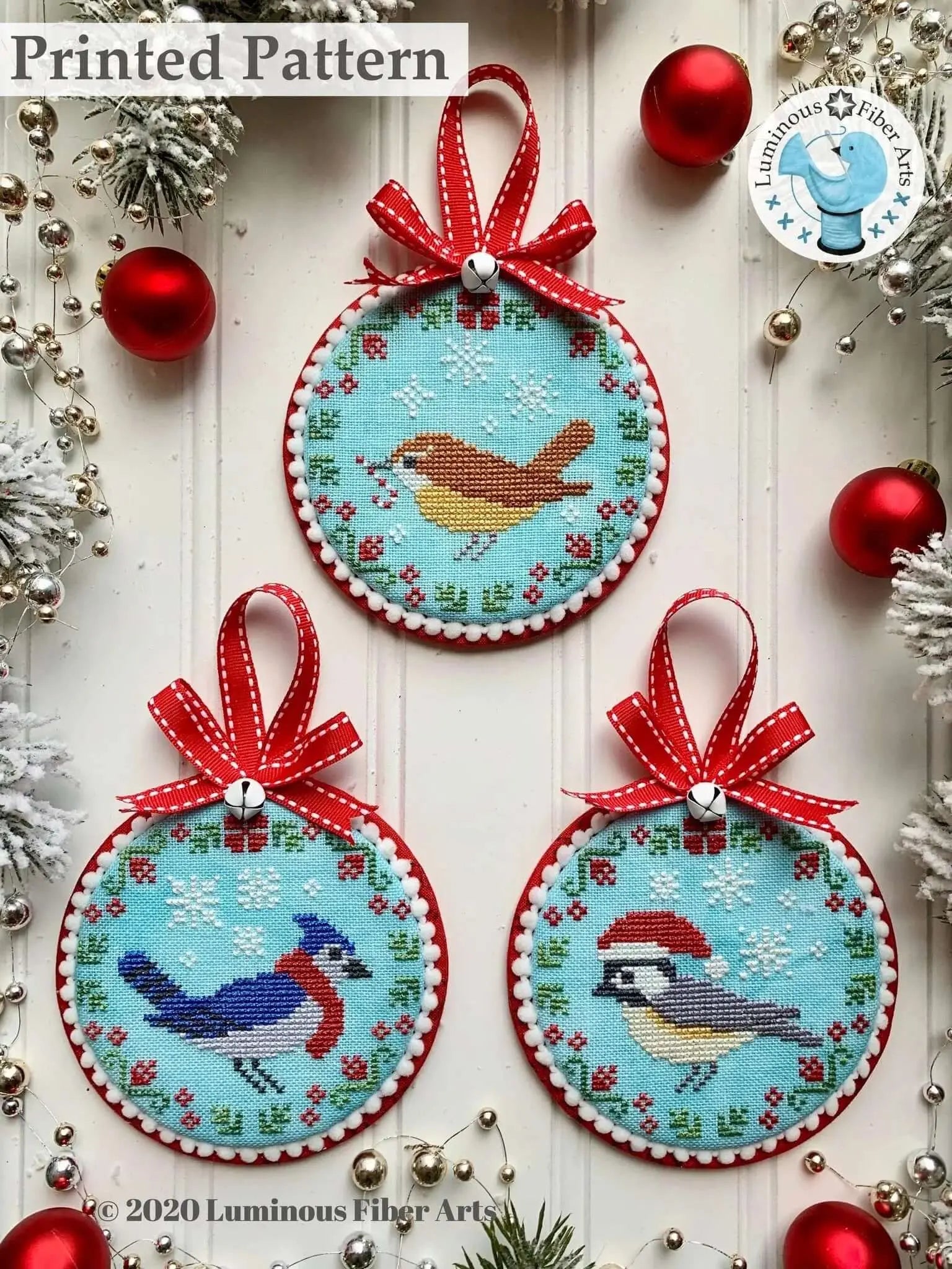 Christmas Bird Trio by Luminous Fiber Arts Luminous Fiber Arts