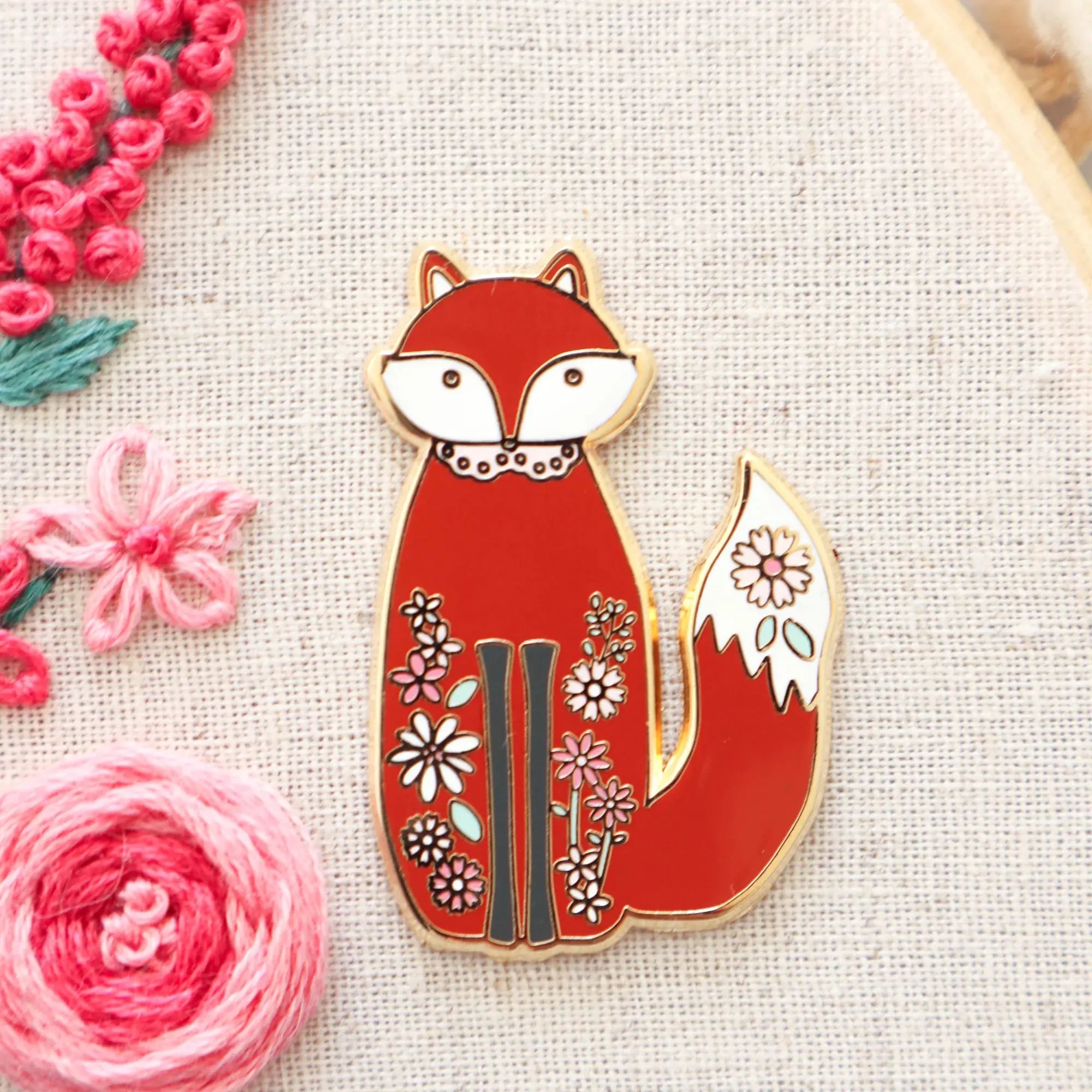 Floral Fox Needle Minder by Flamingo Toes Flamingo Toes